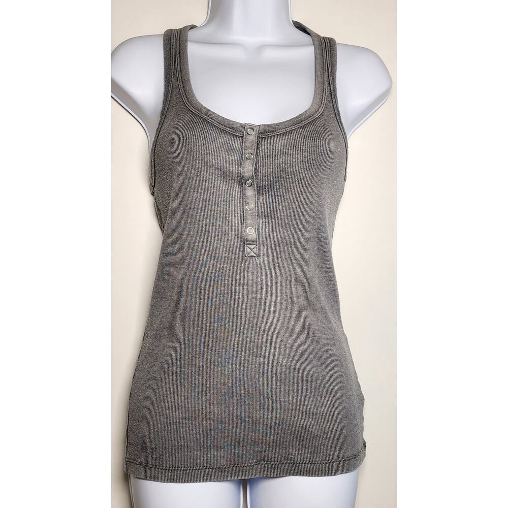 Aerie Y2K Ribbed Henley Fitted Tank Top Casual Basic M